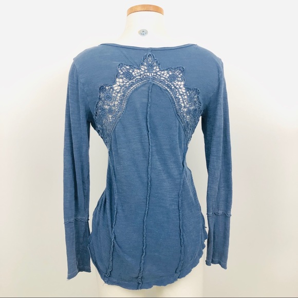 [Free People] Blue Keepsake Slub Henley - Picture 3 of 8